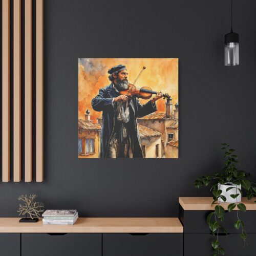 Fiddler on the roof, Art wall home decor, Gallery Canvas print, Original paintings, Colorful Wall Art, Large Wall Art, Gifts for holidays - Image 4