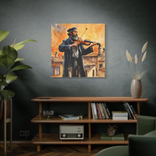 Fiddler on the roof, Art wall home decor, Gallery Canvas print, Original paintings, Colorful Wall Art, Large Wall Art, Gifts for holidays - Image 5