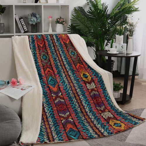 4 sizes Boho Chic Ethnic Warm Personalized  Blanket,Customizable Throw Name Blanket,Custom Nursery or Grandma Name, Birthdays/Holidays - Image 2