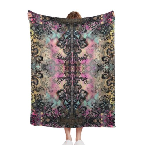 Gothic Lace 4 sizes Boho Chic Ethnic Warm Personalized  Blanket,Customizable Throw Name Blanket,Custom Name, Birthdays Gift / Holidays Gifts