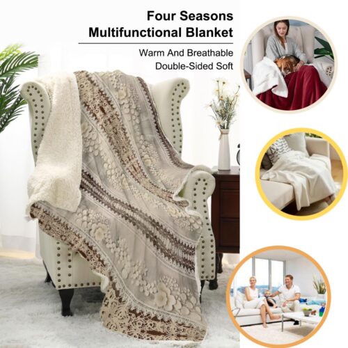 4 sizes Boho Chic Ethnic Warm Personalized Blanket,Customizable Throw Name Blanket,Custom Name, Birthdays Gift /Holidays Gifts,Romantic Lace - Image 3
