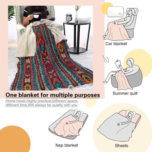 4 sizes Boho Chic Ethnic Warm Personalized  Blanket,Customizable Throw Name Blanket,Custom Nursery or Grandma Name, Birthdays/Holidays - Image 4